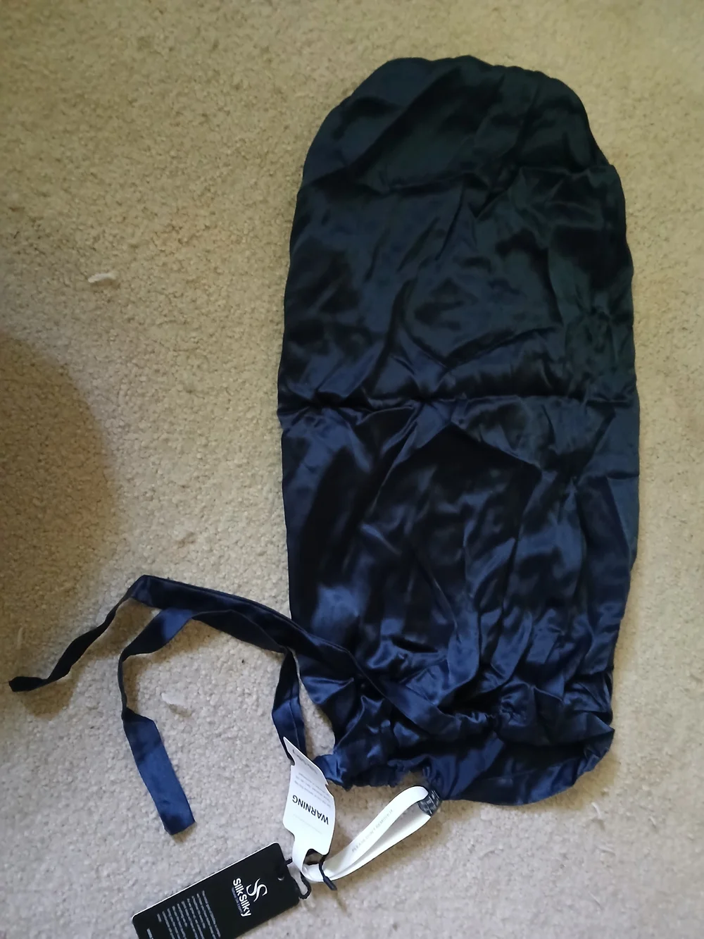 SilkSilky Navy Satin Sleep Bonnet For Long Hair